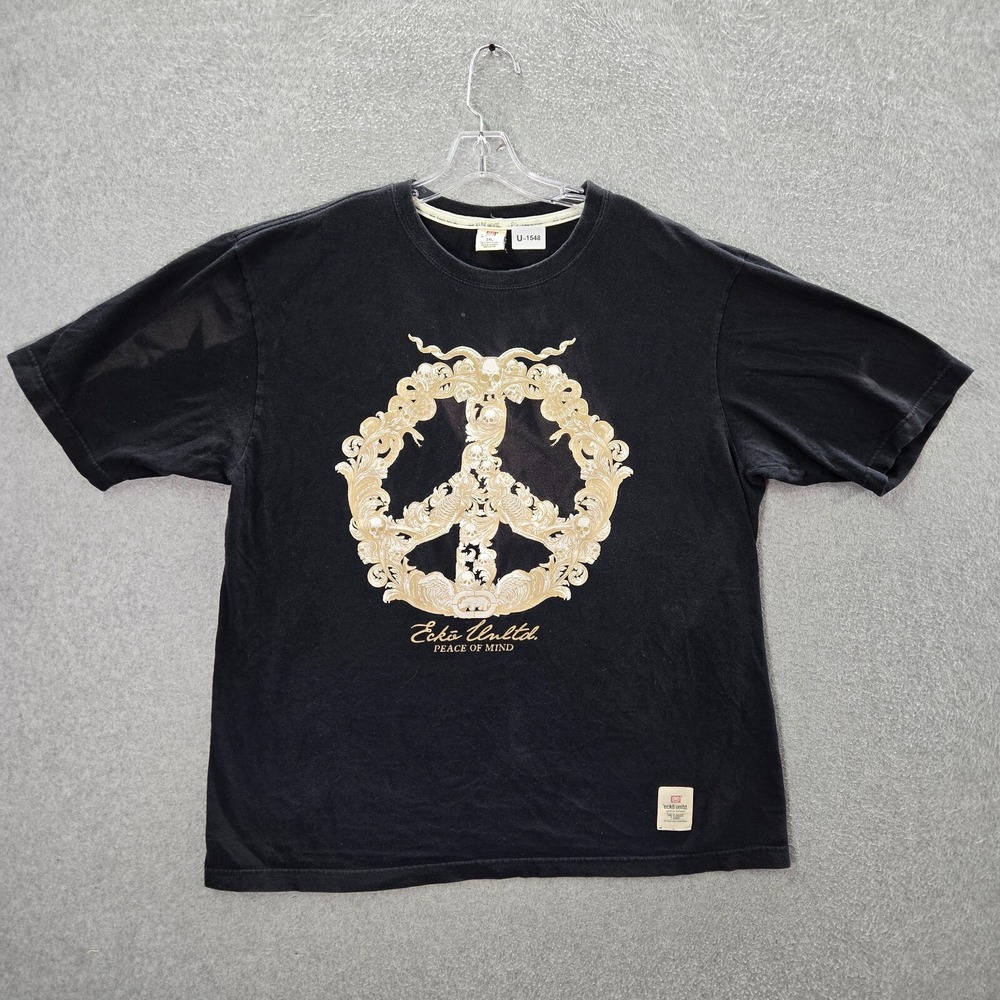 Ecko Unltd Men Shirt 2XL Black Peace of Mind Devil Skeleton Graphic READ